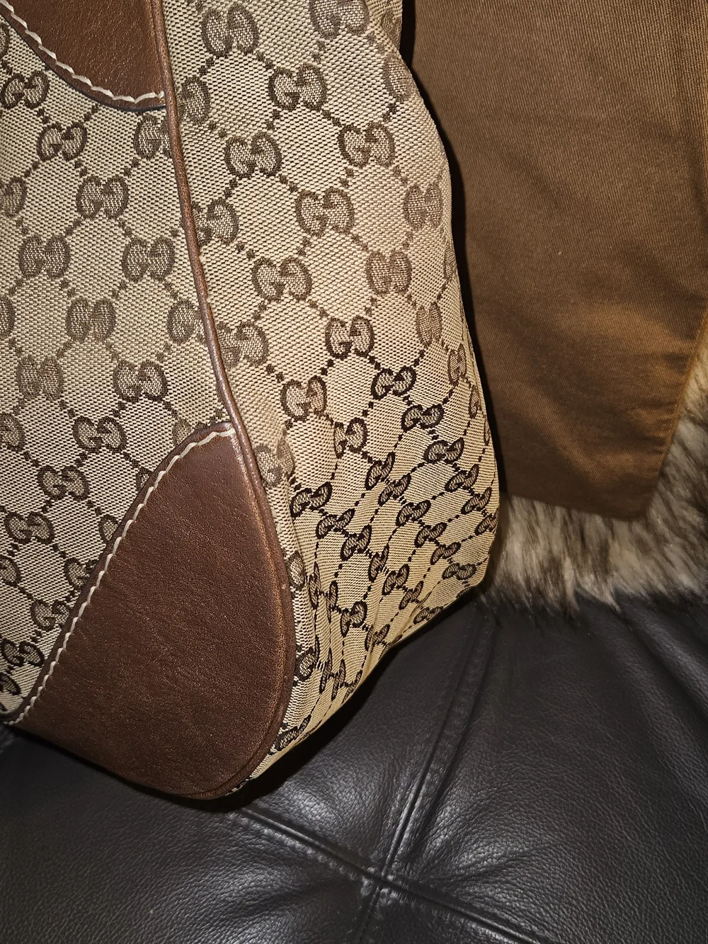 🛑SOLD SOLD SOLD🛑Gucci Beige GG Canvas and Brown Leather Shoulder Bag - Picture 8 of 13